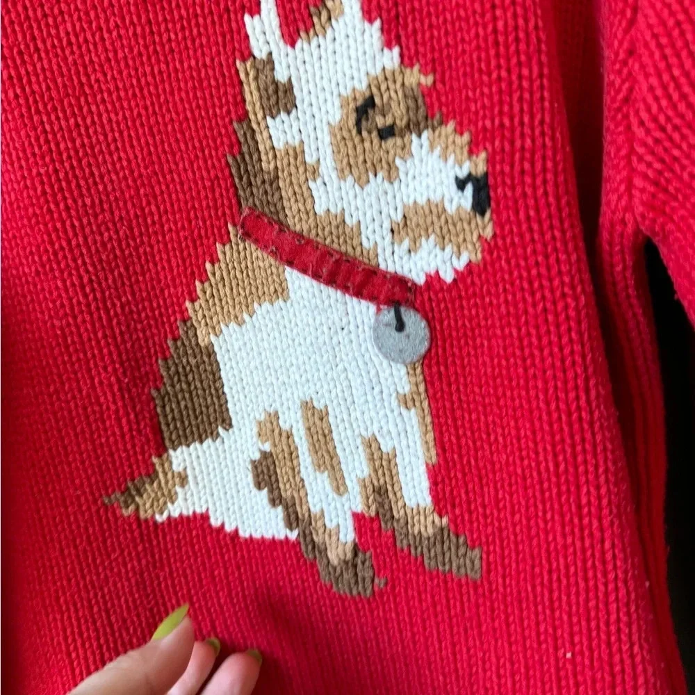 Vintage 90s Dog knit sweater embroidered puppy scotty terrier crewneck girls